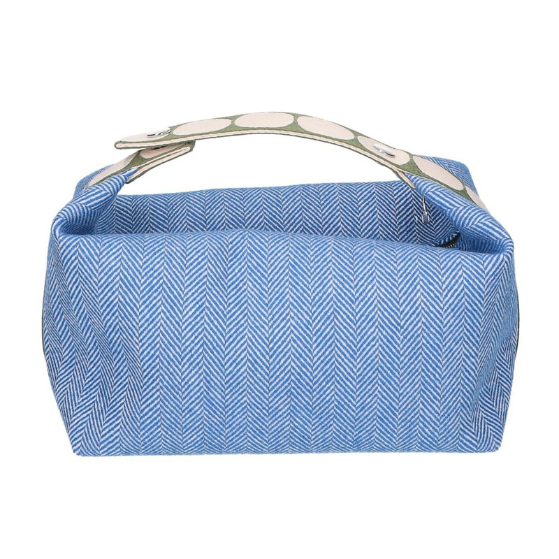 HERMES 26SS H104363M 02 印花 V 形袋 Bride à Block Animaux 手提包 藍色 Gitanes 女式-2