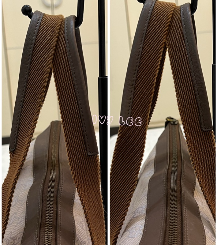 GUCCI GG帆布手提包 肩背 淡米紫色 92734 正品 二手精品-3