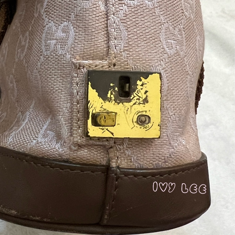 GUCCI GG帆布手提包 肩背 淡米紫色 92734 正品 二手精品-5
