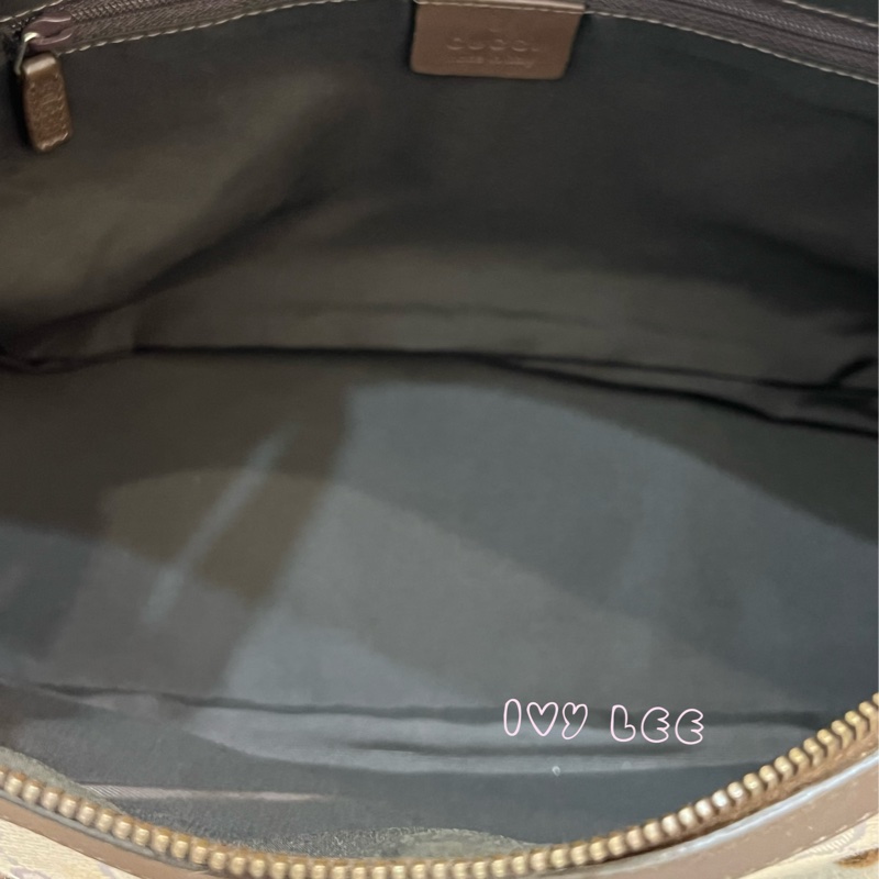 GUCCI GG帆布手提包 肩背 淡米紫色 92734 正品 二手精品-8