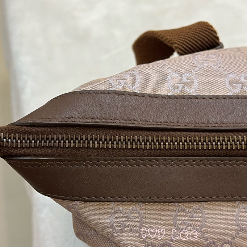 GUCCI GG帆布手提包 肩背 淡米紫色 92734 正品 二手精品-12
