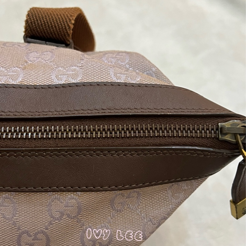 GUCCI GG帆布手提包 肩背 淡米紫色 92734 正品 二手精品-14
