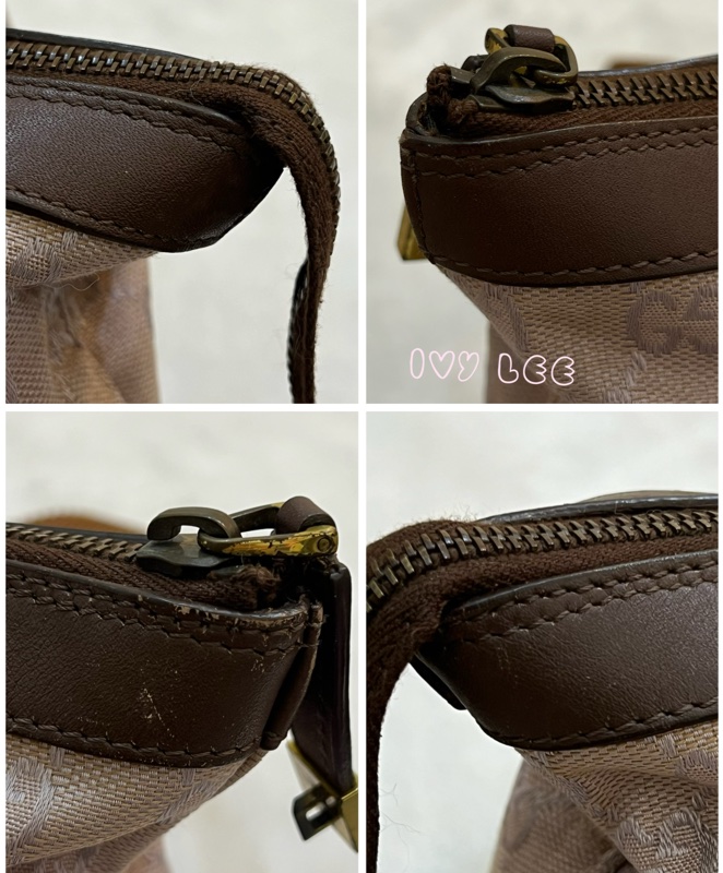 GUCCI GG帆布手提包 肩背 淡米紫色 92734 正品 二手精品-17