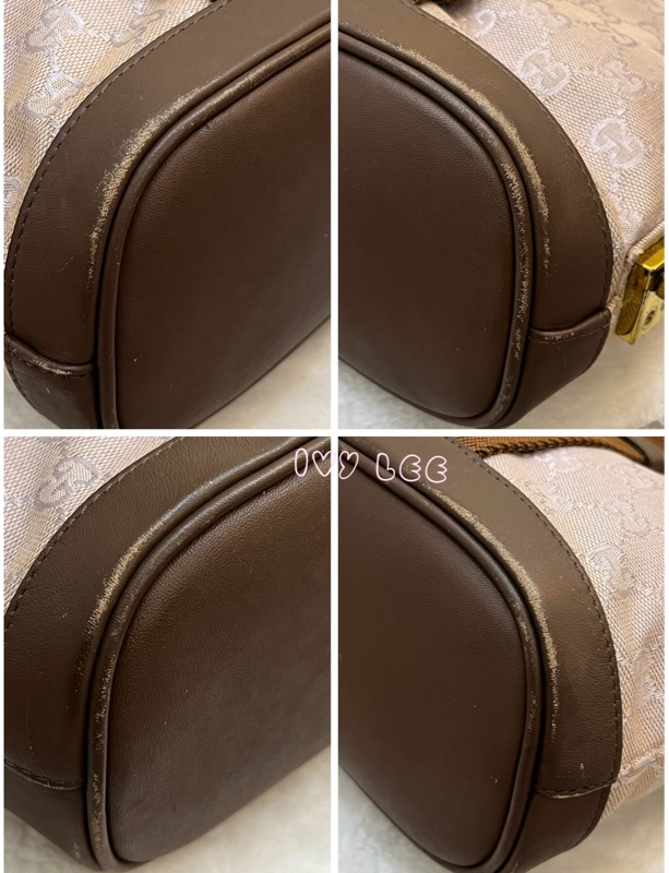 GUCCI GG帆布手提包 肩背 淡米紫色 92734 正品 二手精品-18