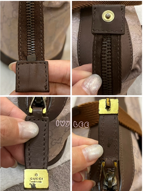 GUCCI GG帆布手提包 肩背 淡米紫色 92734 正品 二手精品-19