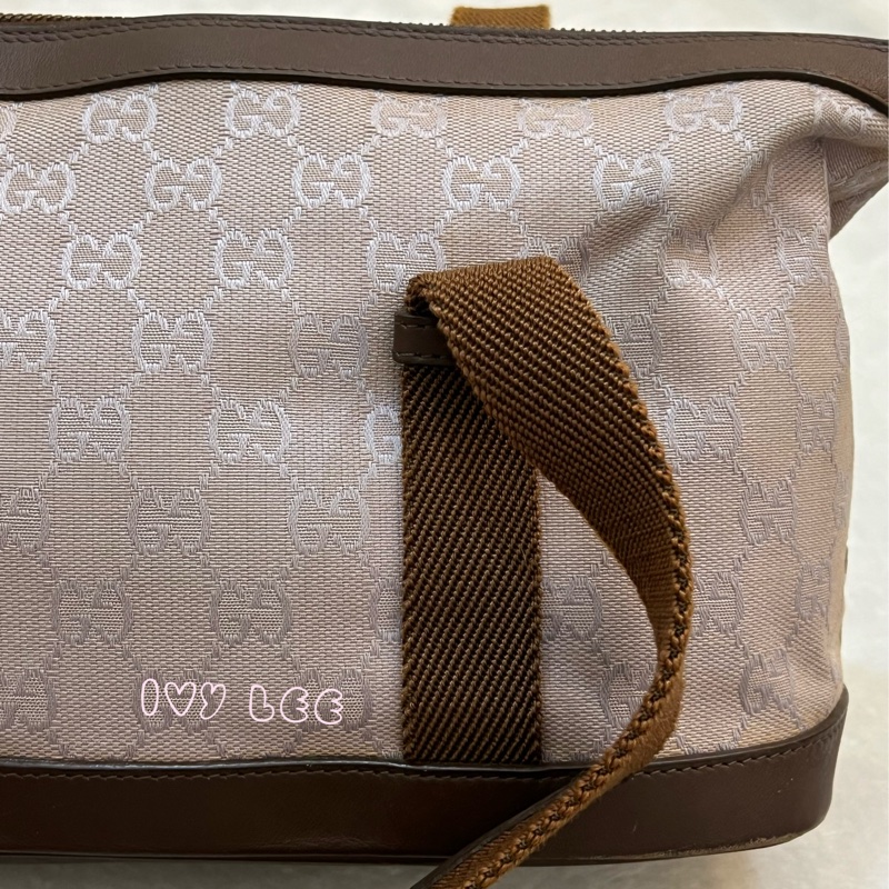 GUCCI GG帆布手提包 肩背 淡米紫色 92734 正品 二手精品-26