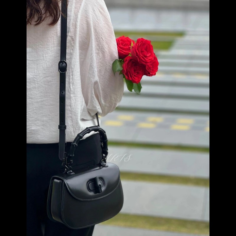 Gucci 古馳 bamboo 1947 竹節包 全黑 all black 肩背包 斜背包-4