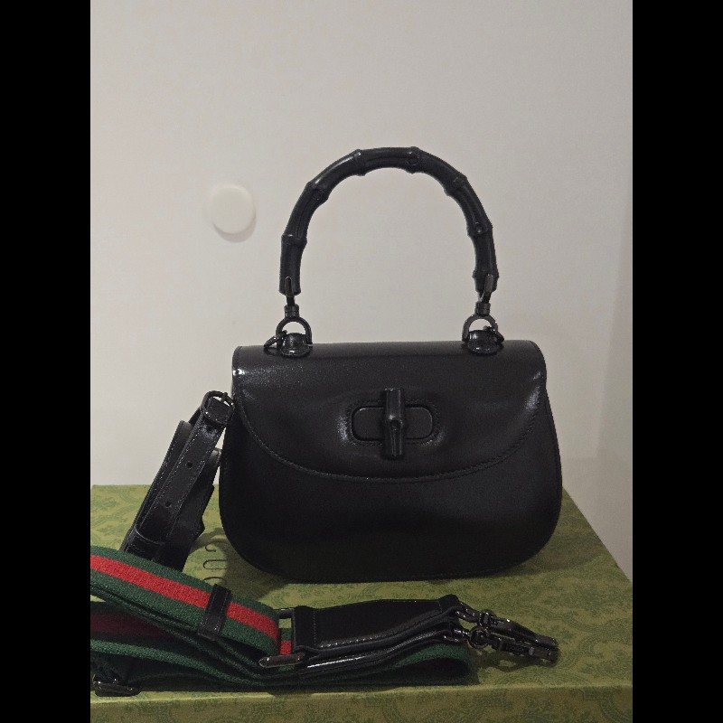 Gucci 古馳 bamboo 1947 竹節包 全黑 all black 肩背包 斜背包-7