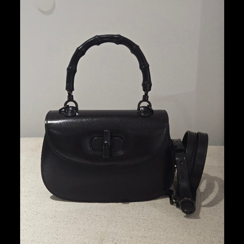 Gucci 古馳 bamboo 1947 竹節包 全黑 all black 肩背包 斜背包-8