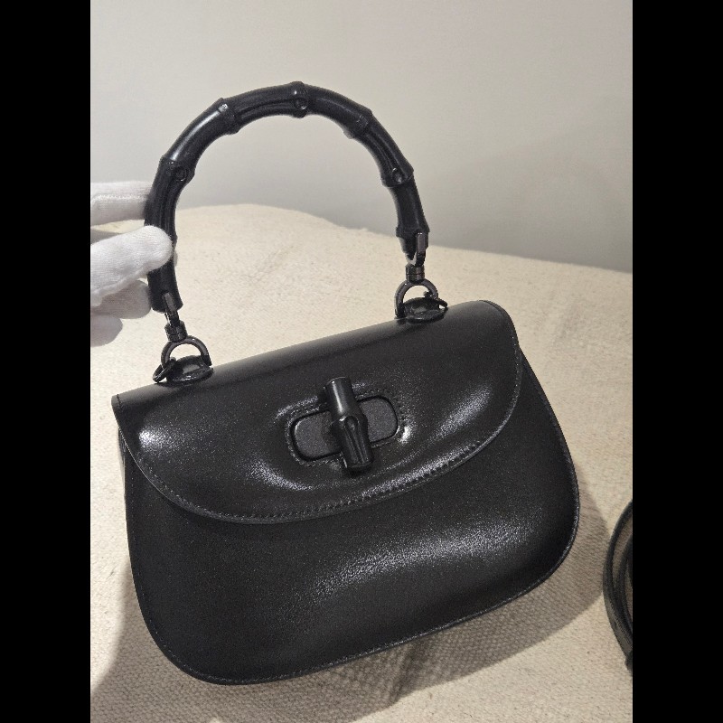 Gucci 古馳 bamboo 1947 竹節包 全黑 all black 肩背包 斜背包-9