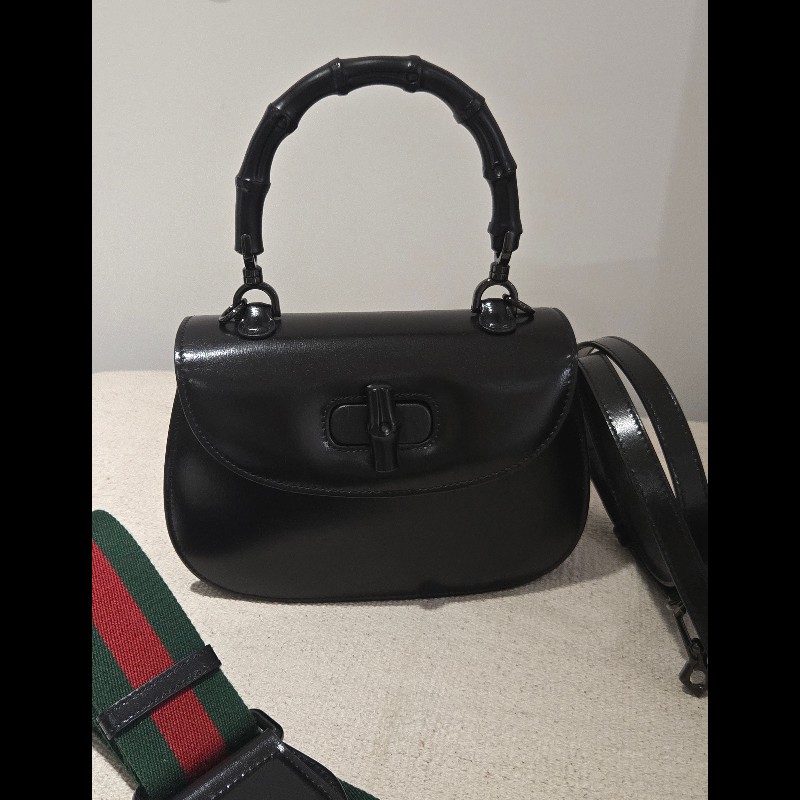 Gucci 古馳 bamboo 1947 竹節包 全黑 all black 肩背包 斜背包-11