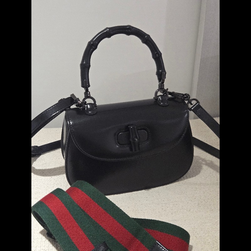 Gucci 古馳 bamboo 1947 竹節包 全黑 all black 肩背包 斜背包-12