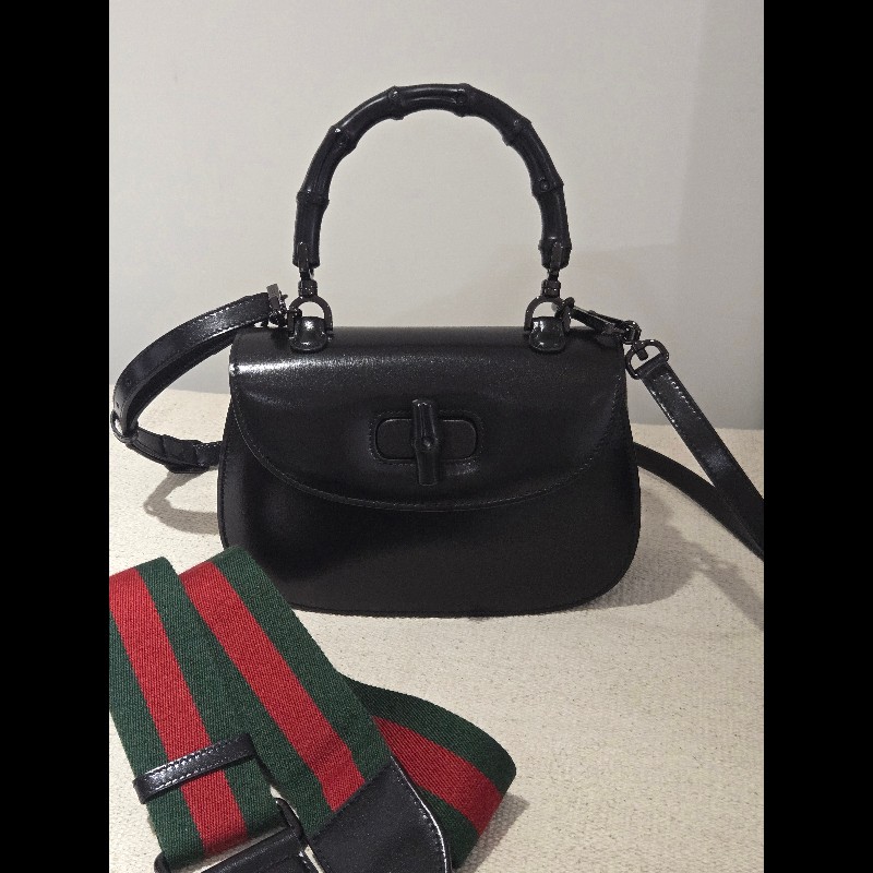 Gucci 古馳 bamboo 1947 竹節包 全黑 all black 肩背包 斜背包-13