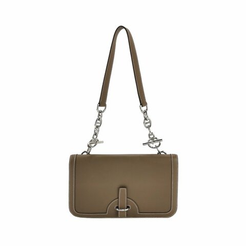 Hermes Chaine D‘Ancre單肩包Evergrain牛皮銀扣18etoupe大象灰框N刻