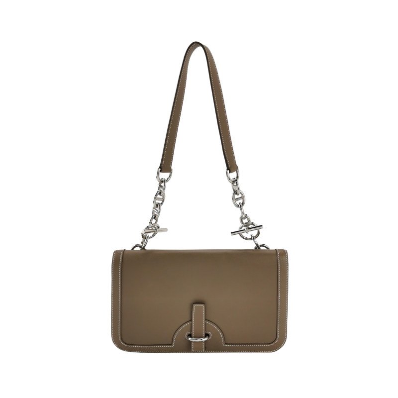 Hermes Chaine D‘Ancre單肩包Evergrain牛皮銀扣18etoupe大象灰框N刻-0