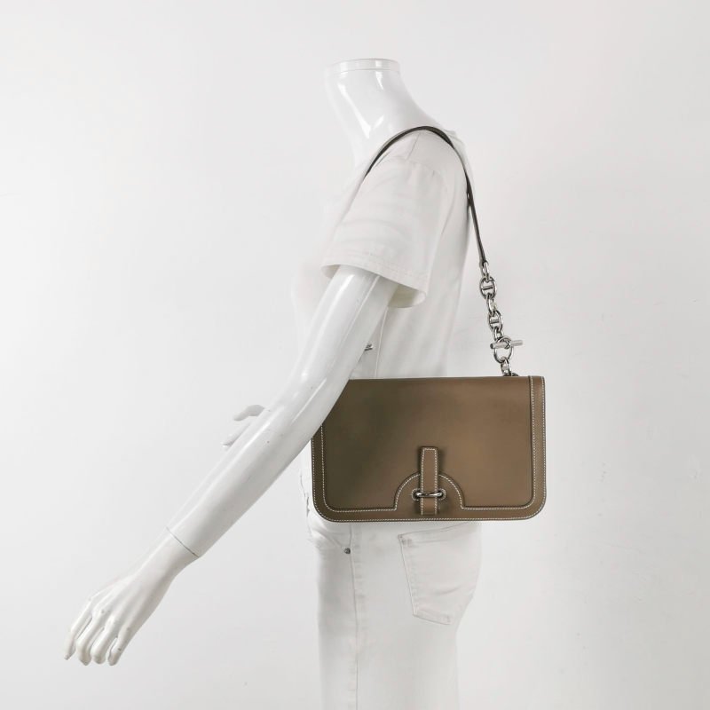 Hermes Chaine D‘Ancre單肩包Evergrain牛皮銀扣18etoupe大象灰框N刻-1