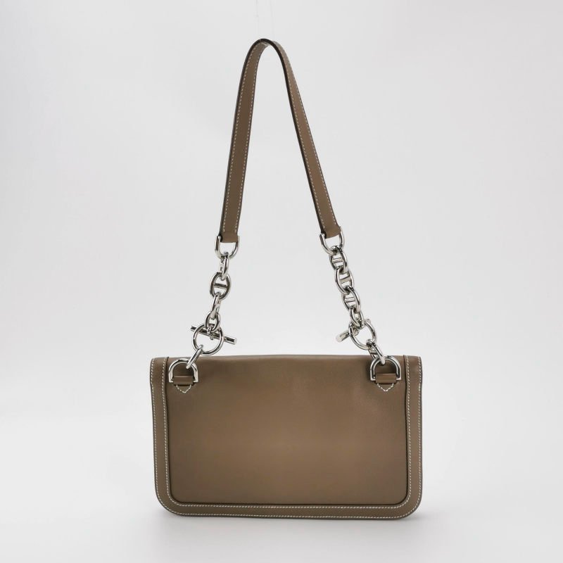 Hermes Chaine D‘Ancre單肩包Evergrain牛皮銀扣18etoupe大象灰框N刻-4