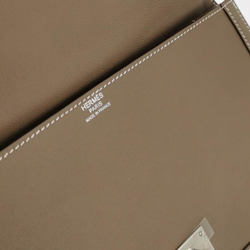 Hermes Chaine D‘Ancre單肩包Evergrain牛皮銀扣18etoupe大象灰框N刻-7