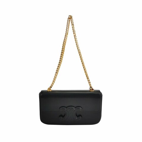 Celine Claude牛皮純色凱旋門logo單肩包