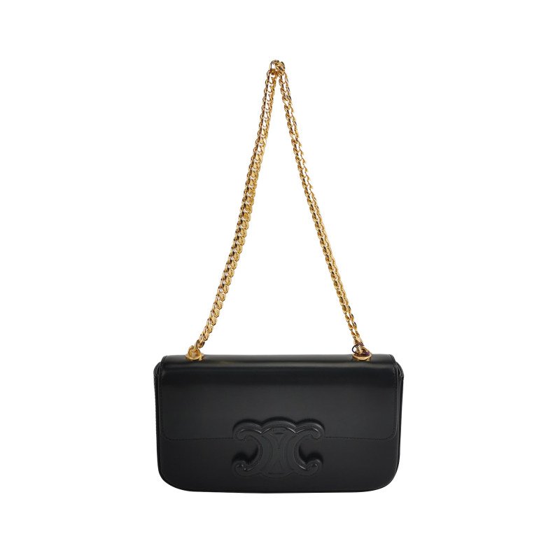 Celine Claude牛皮純色凱旋門logo單肩包-0