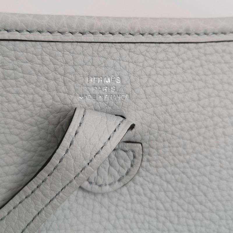 Hermes Evelyne16鏤空斜背包單肩包Clemence（TC）牛皮銀扣08聖杯藍U刻-7