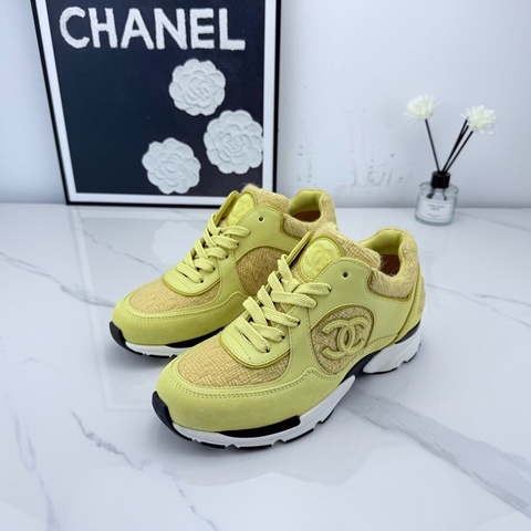 全新 Chanel 香奈儿 黄色麂皮运动鞋 36码 🧡