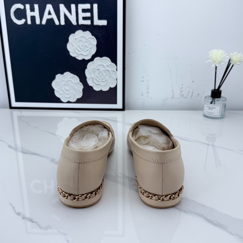 Chanel 香奈兒 米色羊皮鏈條樂福鞋 37碼 🧡已貼底-2