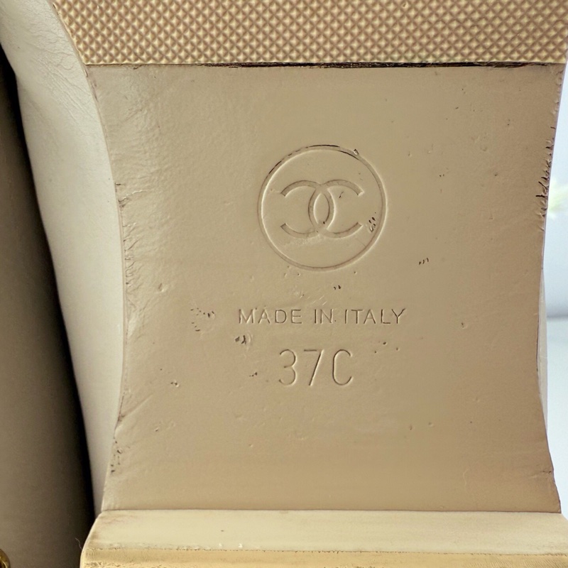 Chanel 香奈兒 米色羊皮鏈條樂福鞋 37碼 🧡已貼底-7