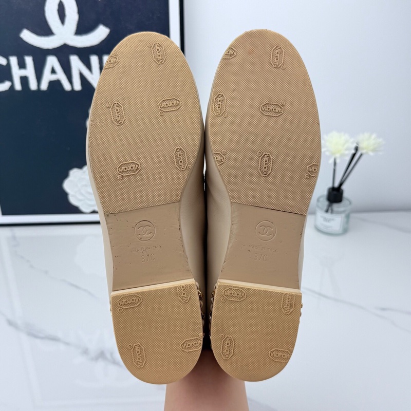Chanel 香奈兒 米色羊皮鏈條樂福鞋 37碼 🧡已貼底-8