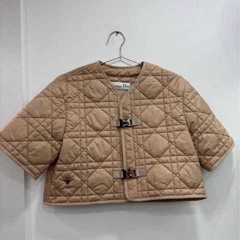 Dior 23裸粉色戴妃藤格紋短棉服 36碼 閒置