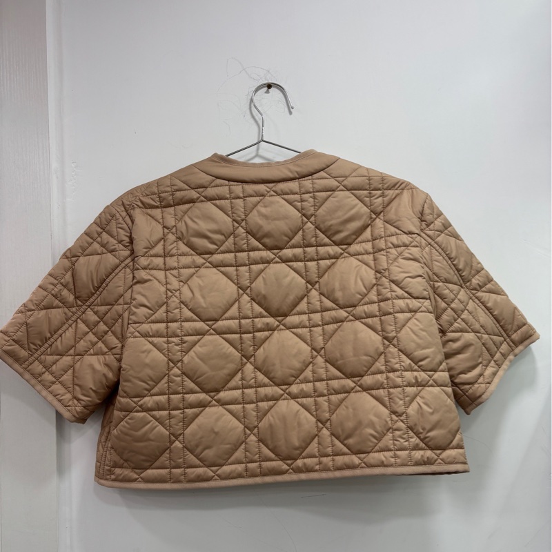 Dior 23裸粉色戴妃藤格紋短棉服 36碼 閒置-1
