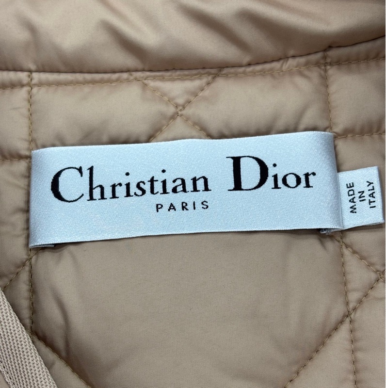 Dior 23裸粉色戴妃藤格紋短棉服 36碼 閒置-2