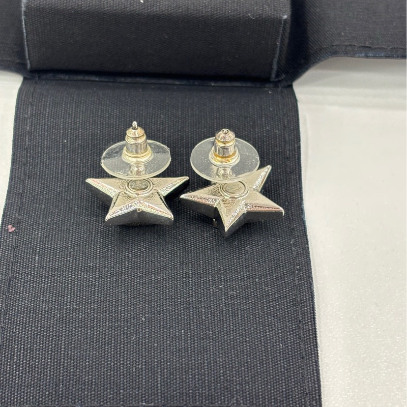 Chanel 金色復古菱格紋雙C吊墜耳環 閒置-4