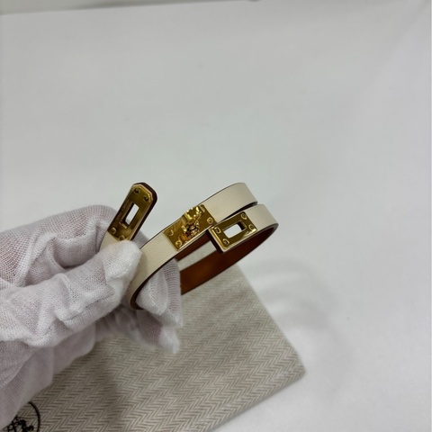 Hermes/愛馬仕 奶油白mini Kelly雙圈手環 B刻 尺寸：T3