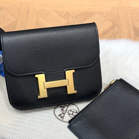 Hermes愛馬仕黑金康康slim epsom皮子母包 Z刻 有防塵袋。