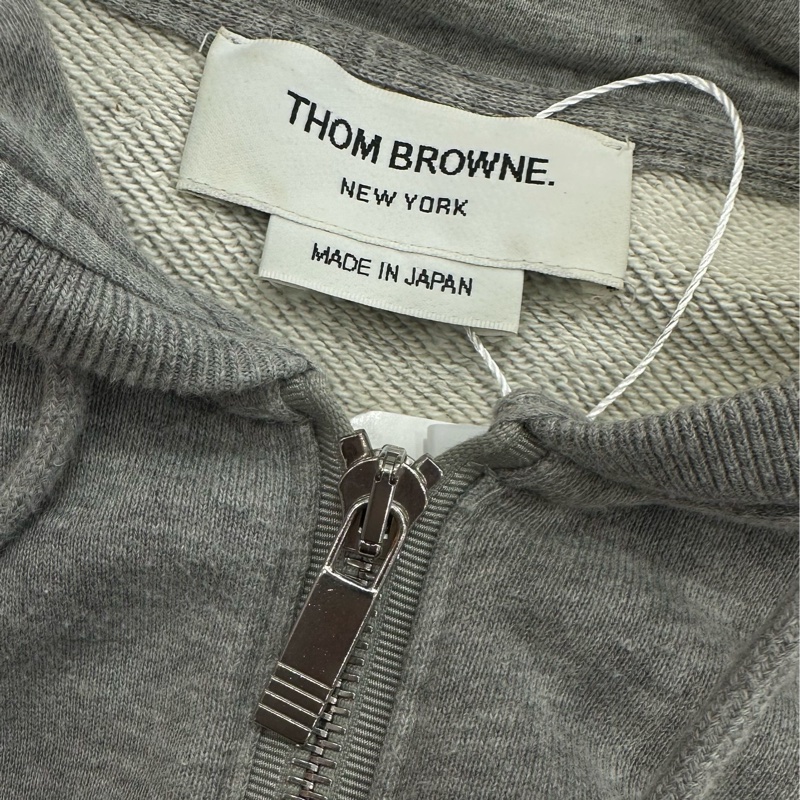 Thom Browne 經典四條槓灰色拉鍊連帽衛衣-4