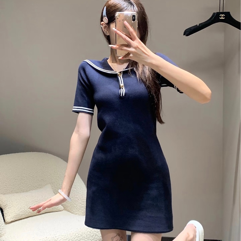 Miu Miu藏青色海軍領針織連身裙-1