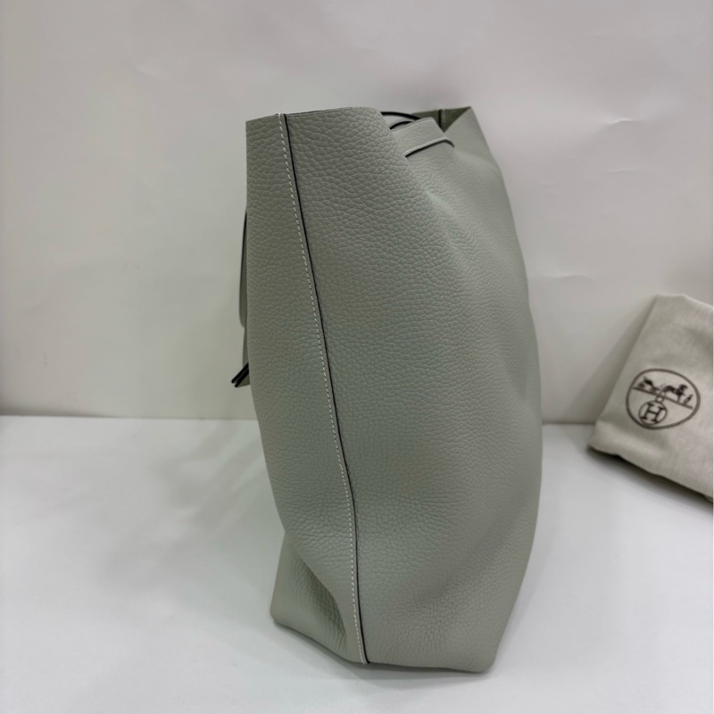 Hermes愛馬仕 Cabasellier 46 0W 冰晶灰 全皮托特包 長肩帶 B刻 閒置有單-2