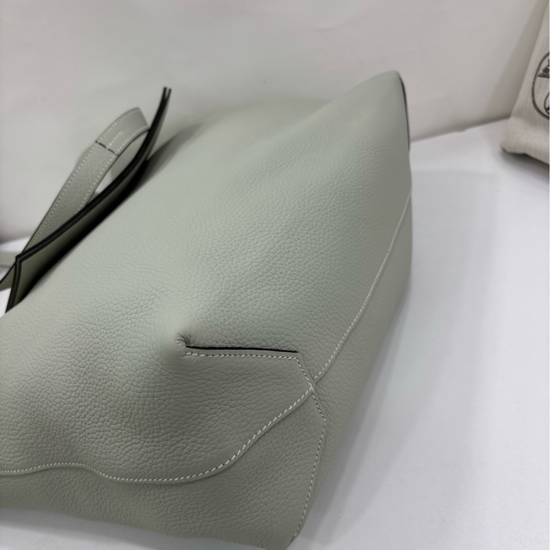 Hermes愛馬仕 Cabasellier 46 0W 冰晶灰 全皮托特包 長肩帶 B刻 閒置有單-4