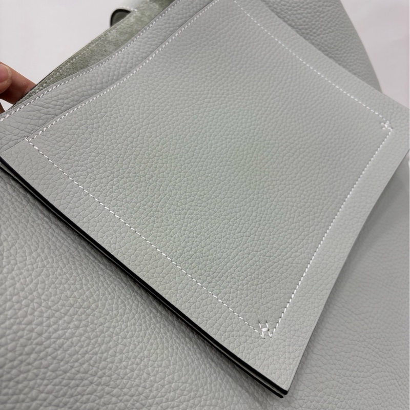 Hermes愛馬仕 Cabasellier 46 0W 冰晶灰 全皮托特包 長肩帶 B刻 閒置有單-5