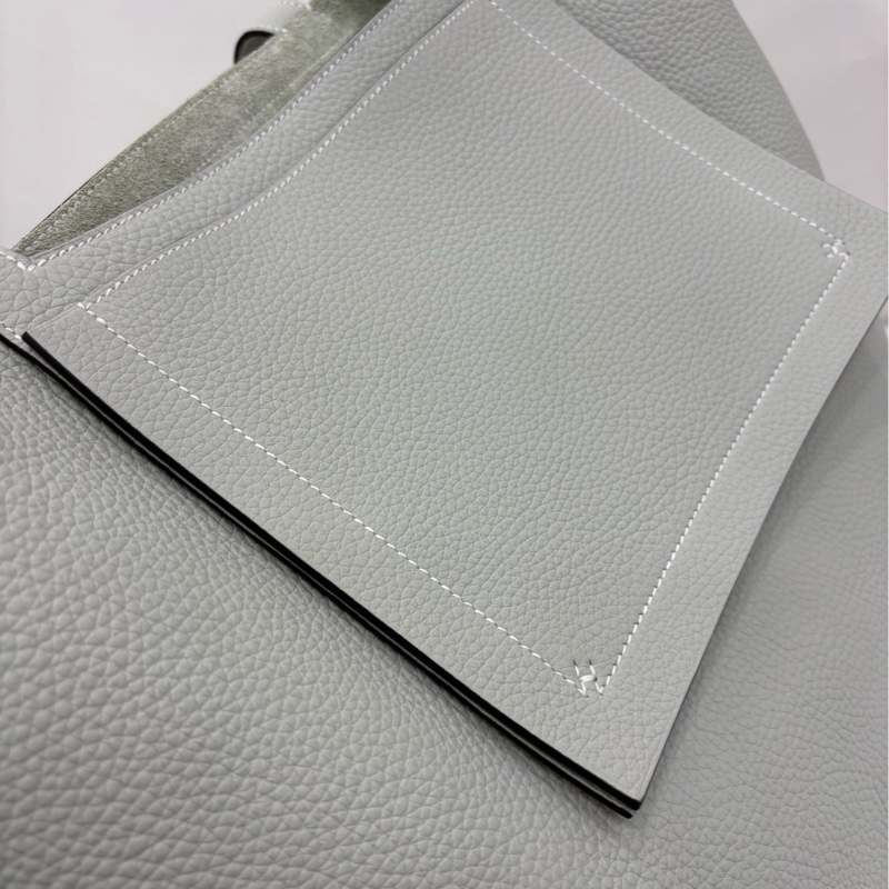 Hermes愛馬仕 Cabasellier 46 0W 冰晶灰 全皮托特包 長肩帶 B刻 閒置有單-6