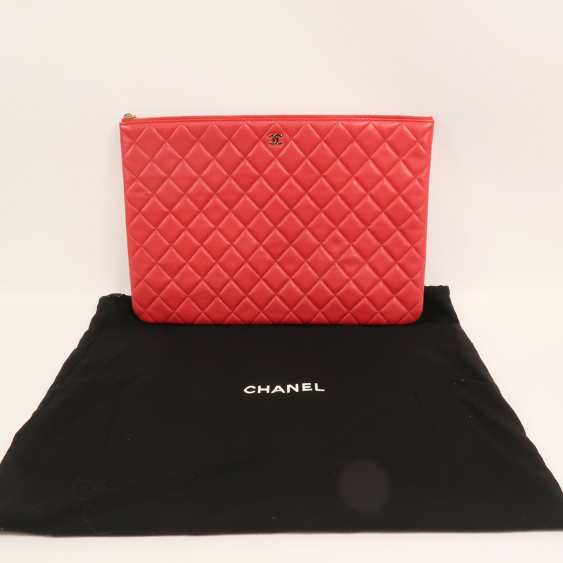 CHANEL 羊皮皮革Clutch金扣手拿包-8