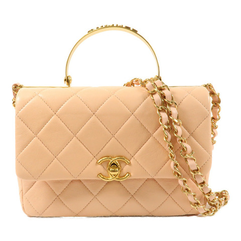 CHANEL 牛皮皮革CoCo Crush Handle Bag金扣鏈帶手挽肩背兩用袋