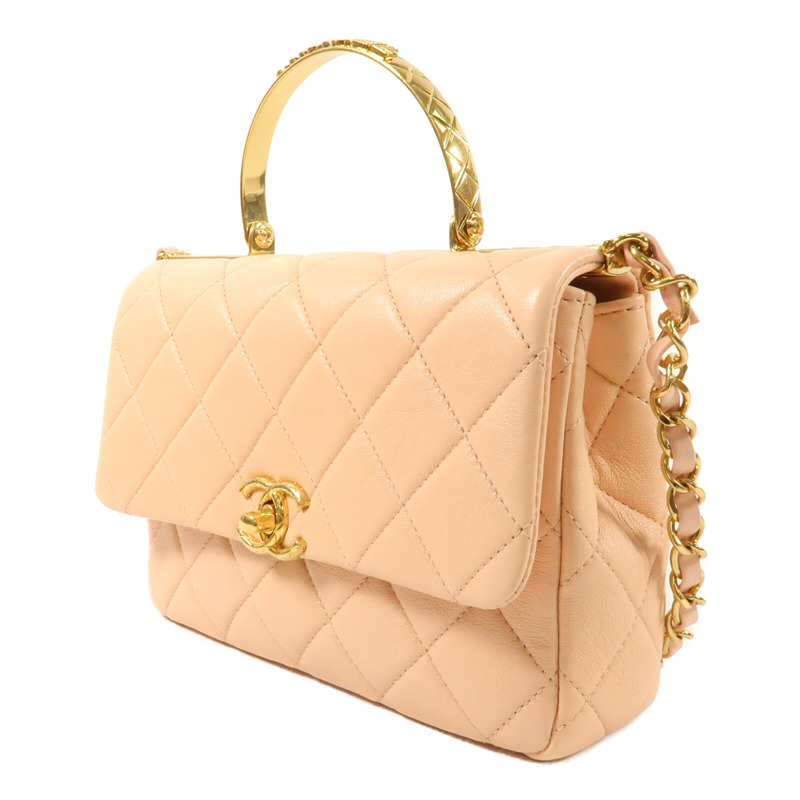 CHANEL 牛皮皮革CoCo Crush Handle Bag金扣鏈帶手挽肩背兩用袋-2