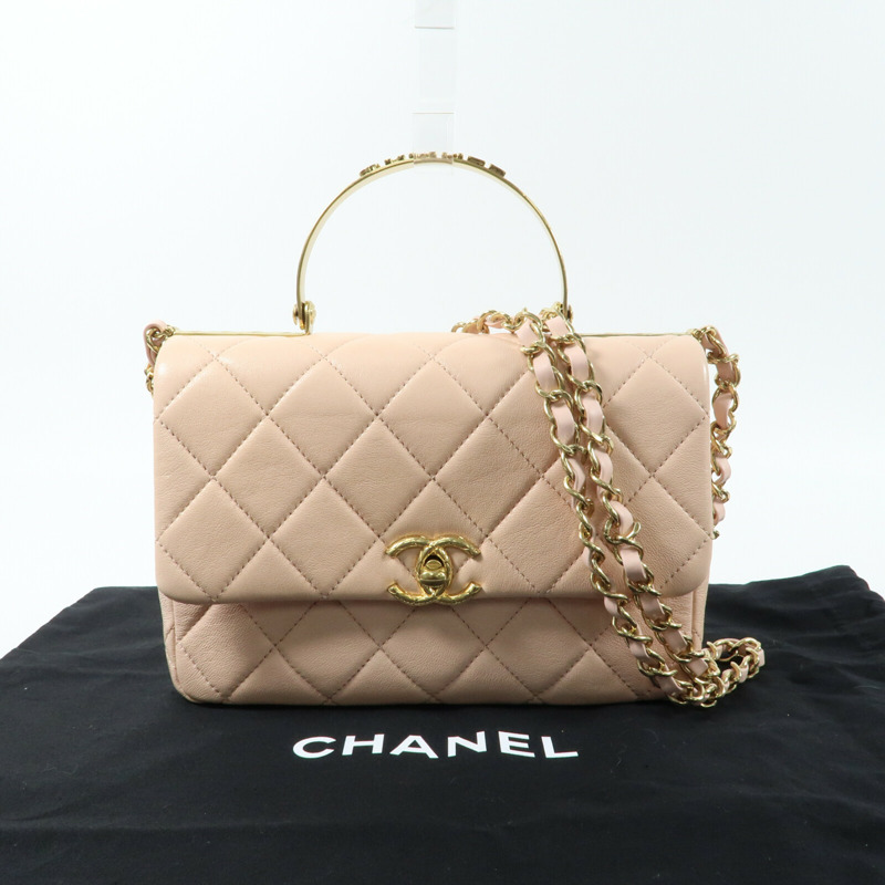 CHANEL 牛皮皮革CoCo Crush Handle Bag金扣鏈帶手挽肩背兩用袋-15