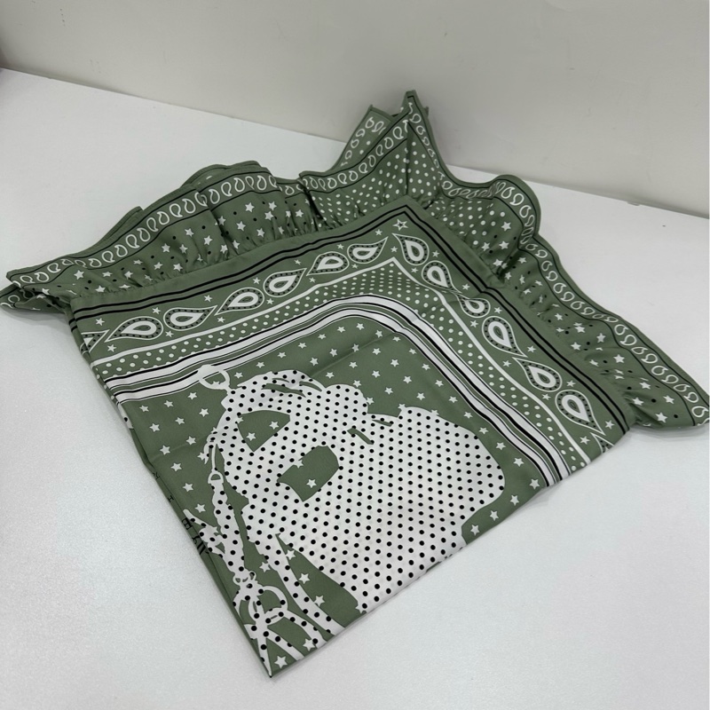 Hermes 愛馬仕 新款絲巾 荷葉邊 豆沙綠 波點 華麗韁輒 全新-4