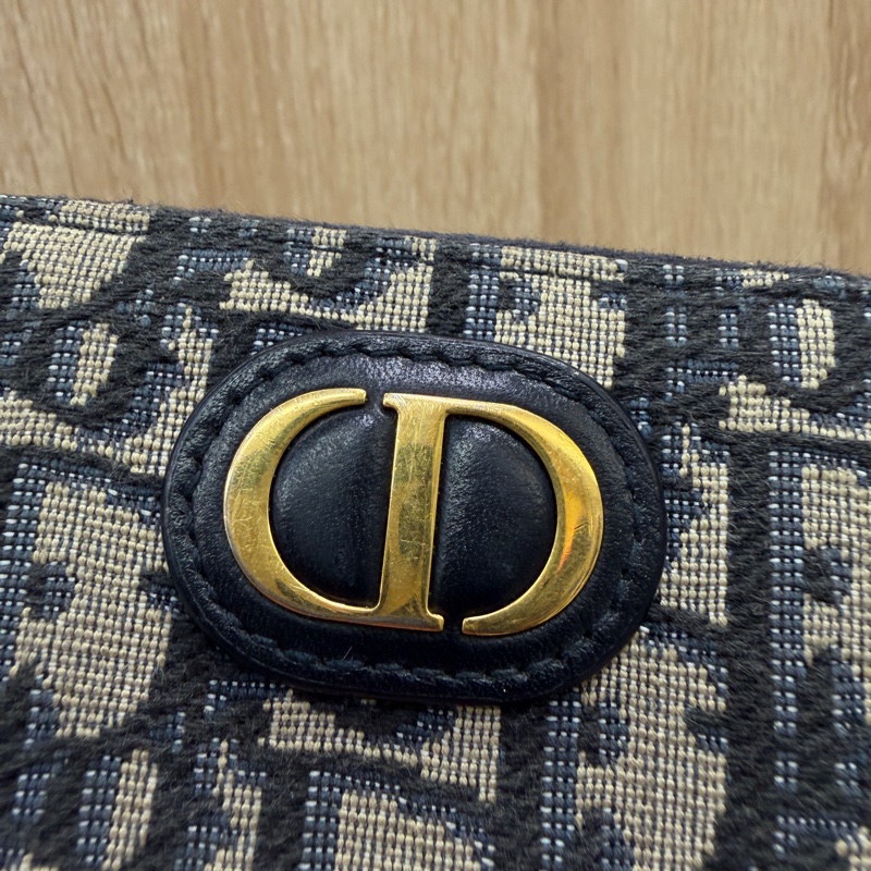 Dior 提花布霧金釦ㄇ拉零錢卡包-1