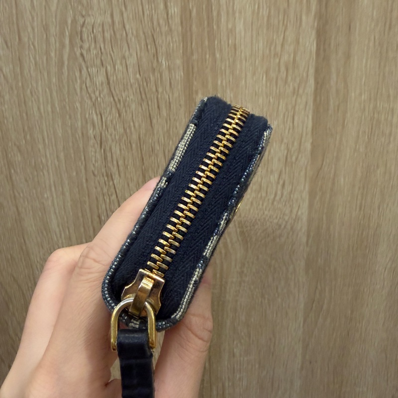 Dior 提花布霧金釦ㄇ拉零錢卡包-3