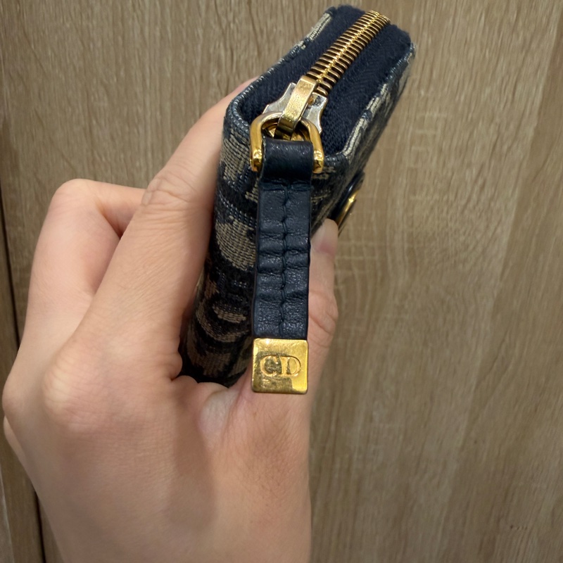 Dior 提花布霧金釦ㄇ拉零錢卡包-5
