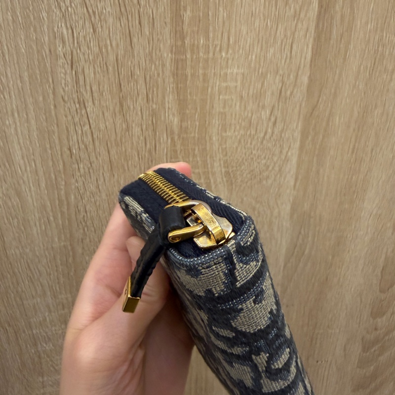 Dior 提花布霧金釦ㄇ拉零錢卡包-8